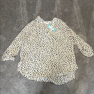 Lush Black and White Leopard Print Blouse